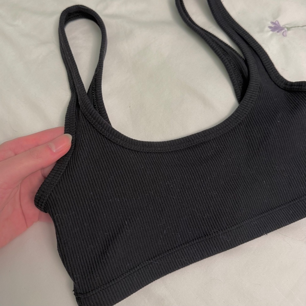 TNA ribbed black bra activewear top
